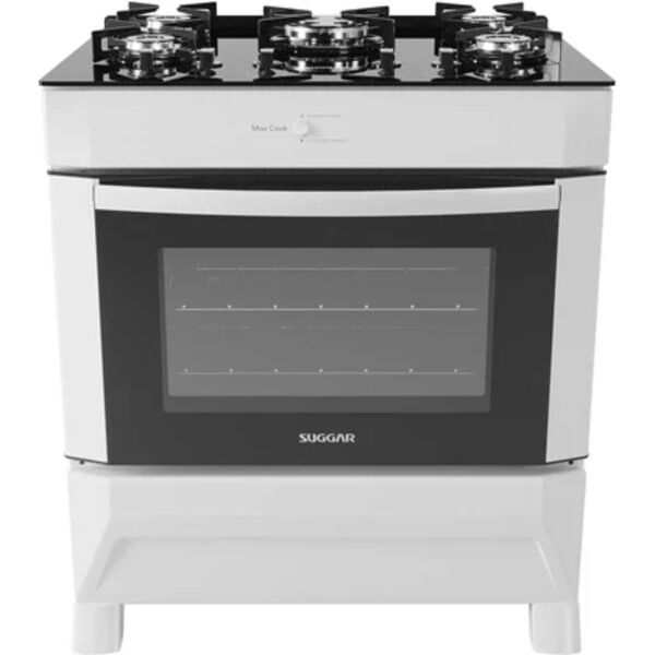 Fogão De Piso Suggar Max Cook Mesa De Vidro 5 Queimadores Branco Bivolt