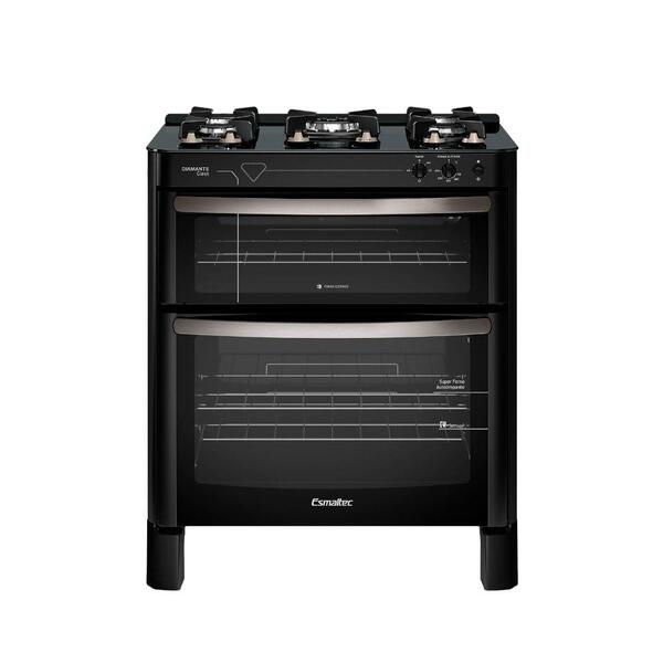 Fogão Esmaltec 5 Bocas Diamante Glass Preto