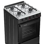 Fogão Esmaltec Ideal Pop 4 Bocas Preto Com Forno Limpa Fácil