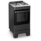 Fogão Esmaltec Ideal Pop 4 Bocas Preto Com Forno Limpa Fácil