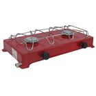 Fogão Fogareiro 2 Bocas Camping Portátil A Gás Vermelho