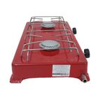 Fogão Fogareiro 2 Bocas Camping Portátil A Gás Vermelho