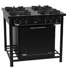 Fogão Industrial 4 Bocas Preto Com Forno E Tripla Chama Dako