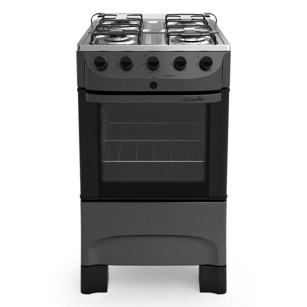 Fogão Mueller 4 Bocas Fratello Grafite Acendimento Automático