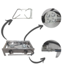 Fogão Portátil 2 Duas Bocas Em Aço Inox Kit Gás Completo