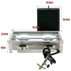 Fogareiro 2 Bocas Inox Reforçado Com Chapa Lanches Portátil E