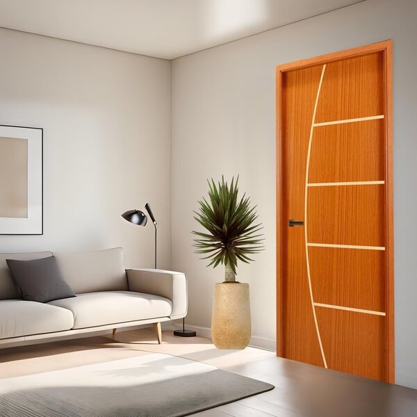 Folha De Porta   Frisada  210x80x3,5 Gitale Portas Mogno