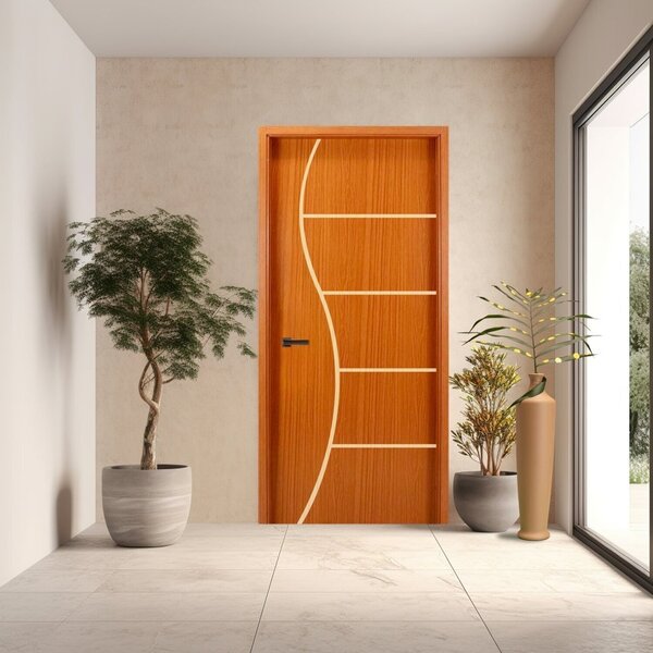 Folha De Porta   Frisada  210x90x3,5 Gitale Portas Mogno