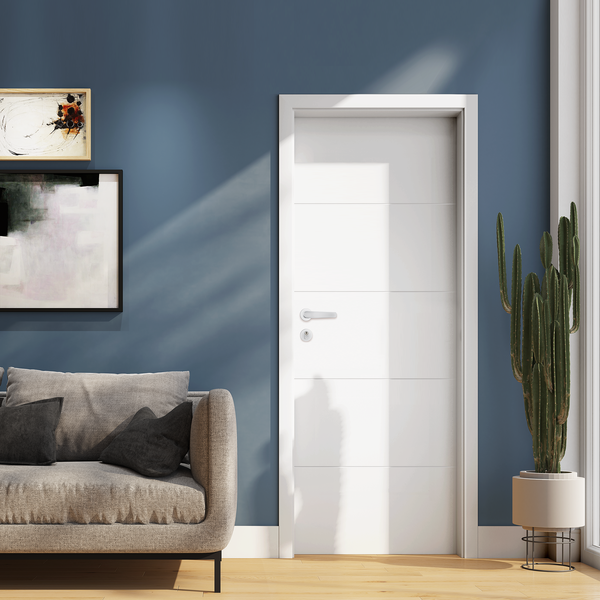 Folha de Porta de Giro Decorada Madeira Colméia Pintura UV Branco 2,10x1,00m Artens