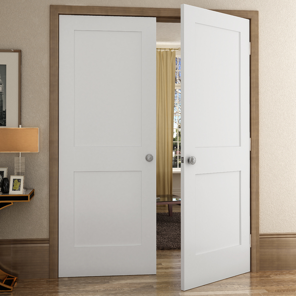 Folha de Porta de Giro de Madeira Sólida Decorada Laca e MDF Branco Modelo Flat 2,10x0,82m Frameport