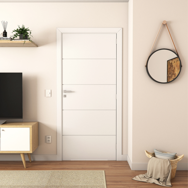 Folha de Porta de Giro Lucerna Plus Madeira Sarrafeada Pintura Laca Branca 2,10x0,60m Ipumirim