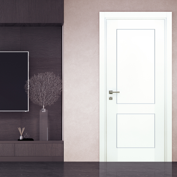 Folha de Porta de Giro de Madeira Sarrafeada Decorada Laca Branco Modelo Laca Pu 2,10x0,82m Ipumirim