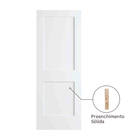 Folha de Porta de Giro de Madeira Sólida Decorada Laca e MDF Branco Modelo Flat 2 Painéis 2,10x0,92m Frameport
