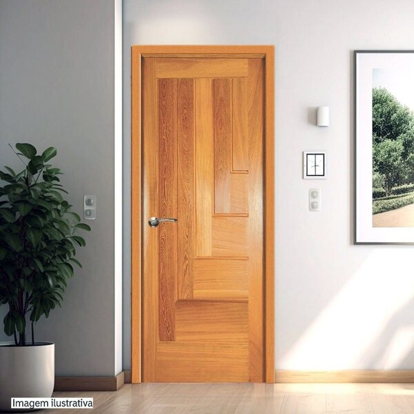 Folha De Porta De Madeira Maciça Tauari 210x60x3,3 Réguas Em