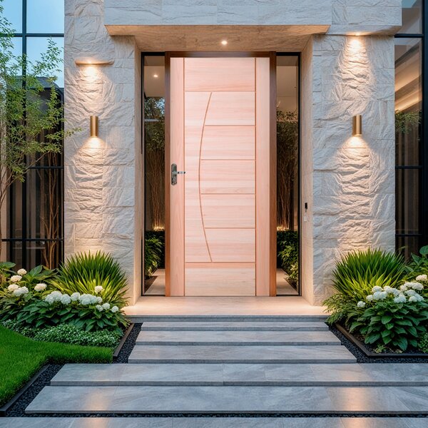 Folha De Porta Maciça Em Eucalipto Acabamento Natural 210x60c