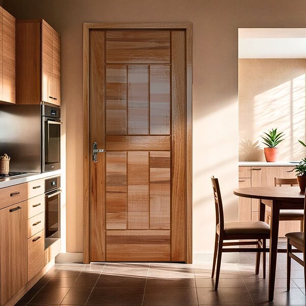 Folha De Porta Maciça Em Eucalipto Acabamento Natural 210x92c