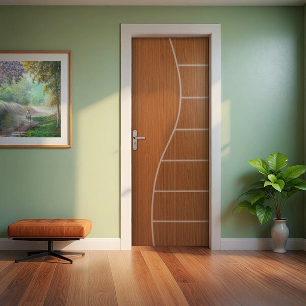 Folha De Porta Madeira Decorada 210x90cm Espessura 3,5cm Cant