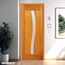 Folha De Porta Madeira Maciça Angelim 210cm X 60cm Vidro Em "