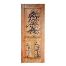 Folha De Porta Madeira Maciça Entalhada Pescador 80x210x3,5cm