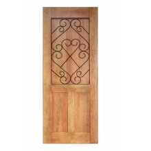 Folha De Porta Madeira Maciça Meia Grade Coração Duplo 80x210