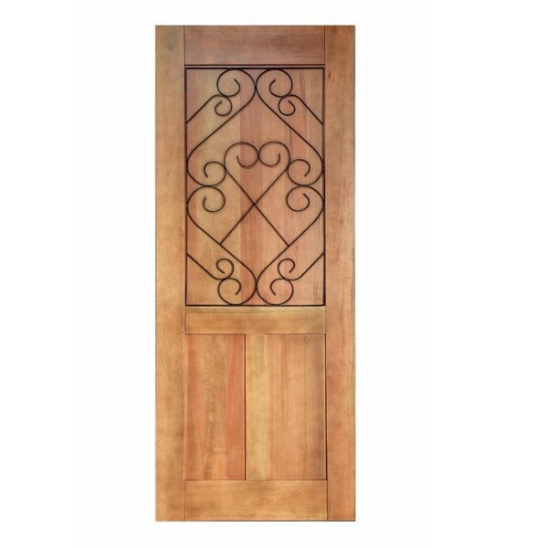 Folha De Porta Madeira Maciça Meia Grade Coração Duplo 80x210