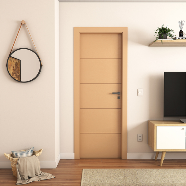 Folha de Porta de Madeira Sarrafeada Decorado Pintura UV Curupixá 2,10x0,62m Artens