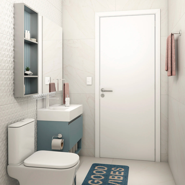 Folha de Porta de Madeira Sarrafeada Liso Pintura UV Branco 2,10x0,70m Artens