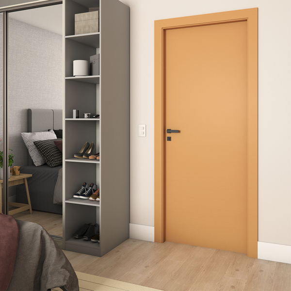 Folha de Porta de Madeira Sarrafeada Liso Pintura UV Curupixá 2,10x0,90m Artens