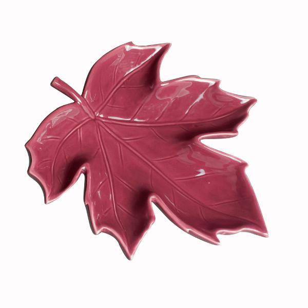 Folha Decorativa Cerâmica Royal Decor 23x22x4cm Vermelha