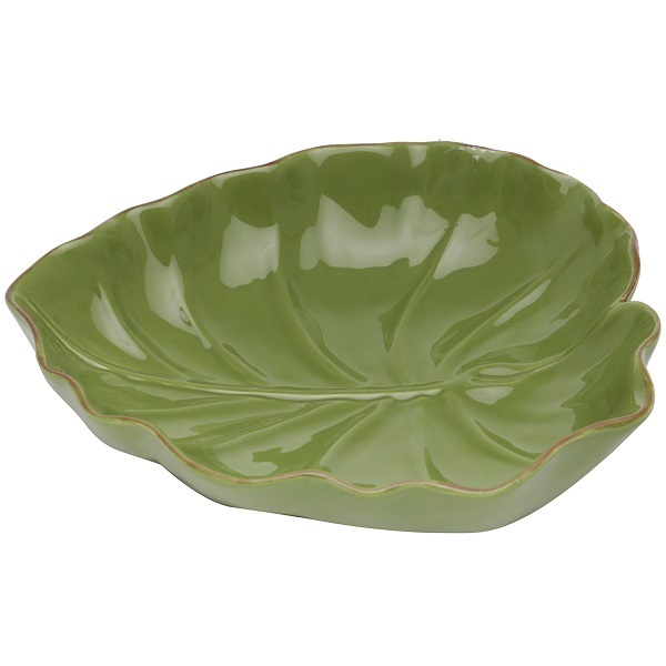 Folha Decorativa De Ceramica Verde 28 5x27x7cm Lyor 3873