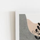 Folha Planta Silhueta Colorido Quadro Moldura Branca 60x40cm