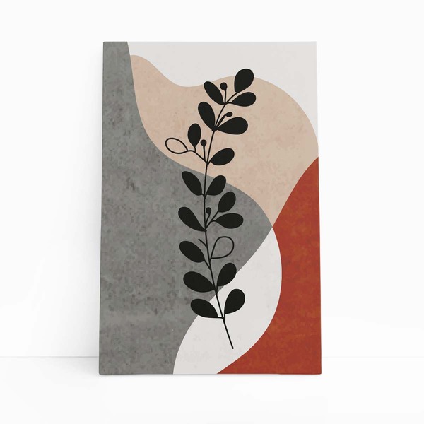 Folha Planta Silhueta Minimalista Quadro Canvas 60x40cm