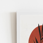 Folha Silhueta Planta Abstrato Quadro Moldura Branca 60x40cm