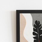 Folha Silhueta Planta Colorido Quadro Moldura Preta 60x40cm