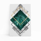 Folhas E Formas Geométricas Losango Quadro Canvas 140x90cm