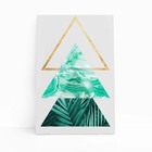 Folhas E Formas Geométricas Triângulo Quadro Canvas 140x90cm