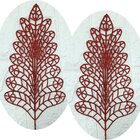 Folhas Flores Árvore Natal Gliter Vermelho De 40cm Kit 8pçs