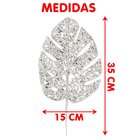Folhas Flores Enfeite Natalino Gliter Prata 35cm Kit 4pçs