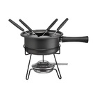 Fondue 8 Peças Antiaderente Preto + 8 Pastilhas Queimadora