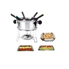 Fondue Completo Kit 11 Peças Em Inox Com Panela Giratória