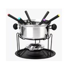 Fondue Completo Kit 11 Peças Em Inox Com Panela Giratória