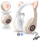 Fone De Ouvido Bluetooth Gatinho 5.0 Dobravel Rosa
