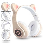 Fone De Ouvido Bluetooth Gatinho 5.0 Dobravel Rosa