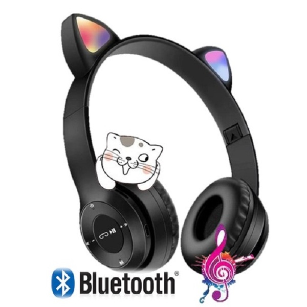 Fone De Ouvido Bluetooth Gatinho Headset Dobravel D47 Preto