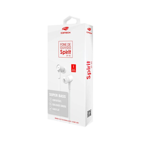Fone De Ouvido C3tech Intra Spirit Ep-05wh | Leroy Merlin