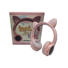 Fone Headset Sem Fio Orelha Gato Led Gamer Lc856 Rosa