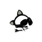 Fone Ouvido Bluetooth Gatinho Led Mic Fm Lef-1022 Lehmox Preto