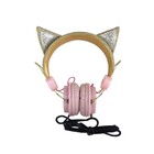 Fone Ouvido Headphone Orelha De Gato C/glitter Zat251 Dourado