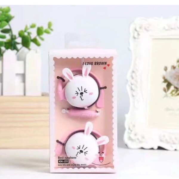 Fone Ouvido Orelha Coelho Brown Com Fio Microfone Kn-211