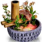 Fonte Agua Cromoterapia Decorativa Mesa Cascata Bambu Resina